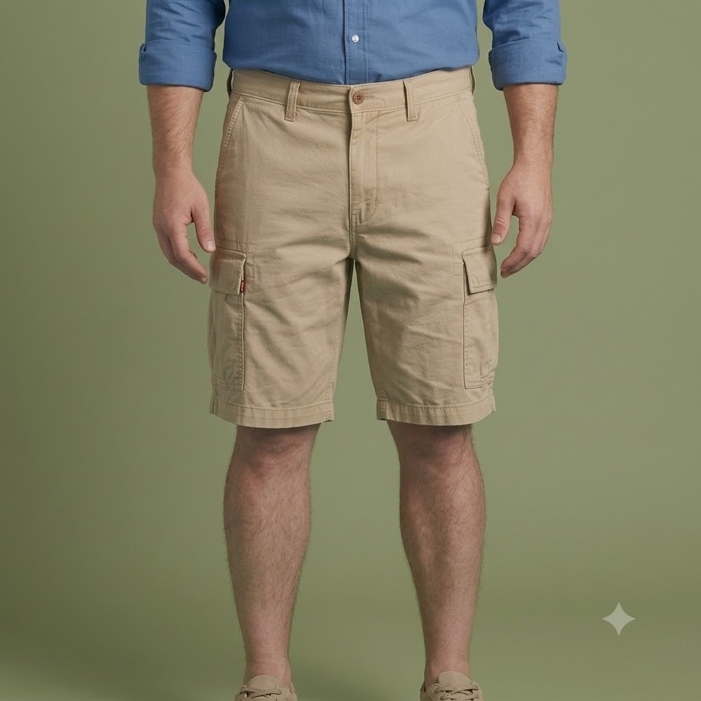 Levi's‎ Mens Cargo Shorts 34 Tan Khaki Cotton Chino Utility Pockets Casual